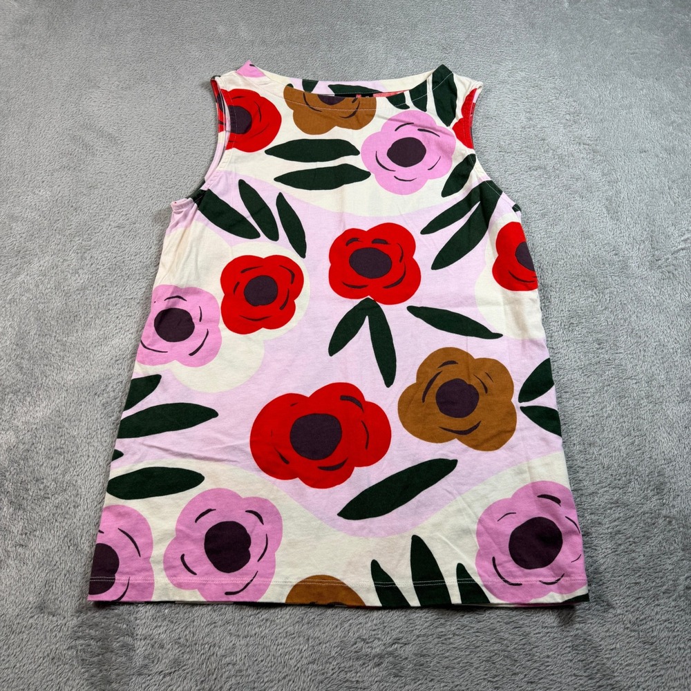 Marimekko x Uniqlo Sleeveless Top Womens XS Pink Floral Cotton Lightweight